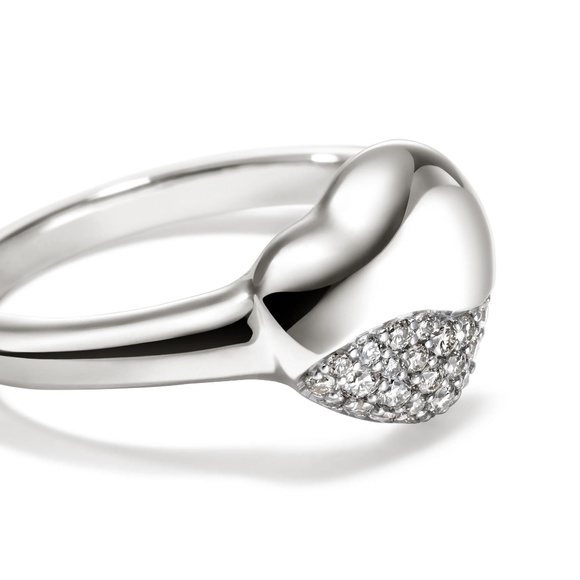 John Hardy Jewelry - John Hardy Sterling Silver 0.22ct Pave Diamond Pebble Heart Ring Size 7